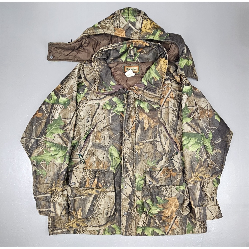VTG Remington Camo Jacket Mens‎ XL Realtree Hardwoods Deer Hunting Zip Up Coat